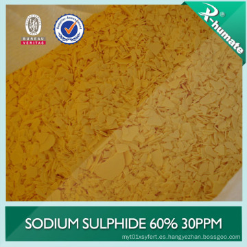 52% - 60% Na2s Flakes amarillos Sulfuro de sodio 30 ppm